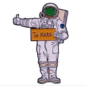 Astronaut Enamel Pin, Astronaut Universe Hitchhiker To Mars Enamel Pin